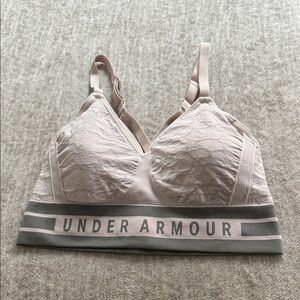 Under Armour Women's Blush Lace Sports Bra with Gray Band